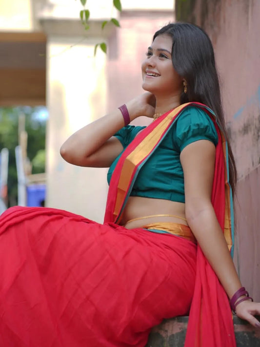 Aparna Red Saree With Golden Border For Women