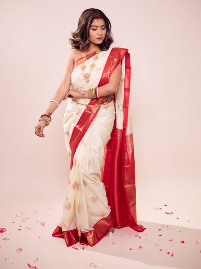 Aparna Premium OffWhite Kanji Silk Saree For Women