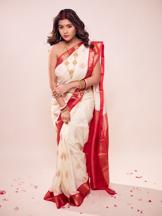 Aparna Premium OffWhite Kanji Silk Saree For Women