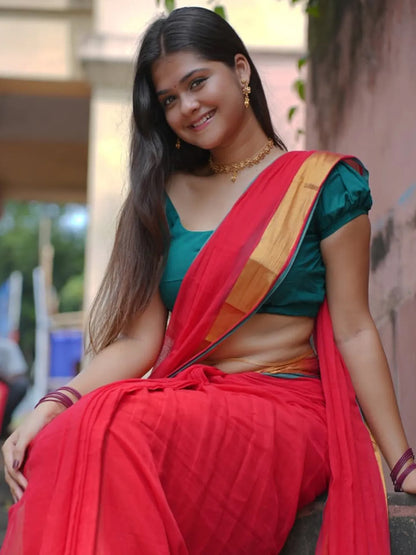 Aparna Red Saree With Golden Border For Women