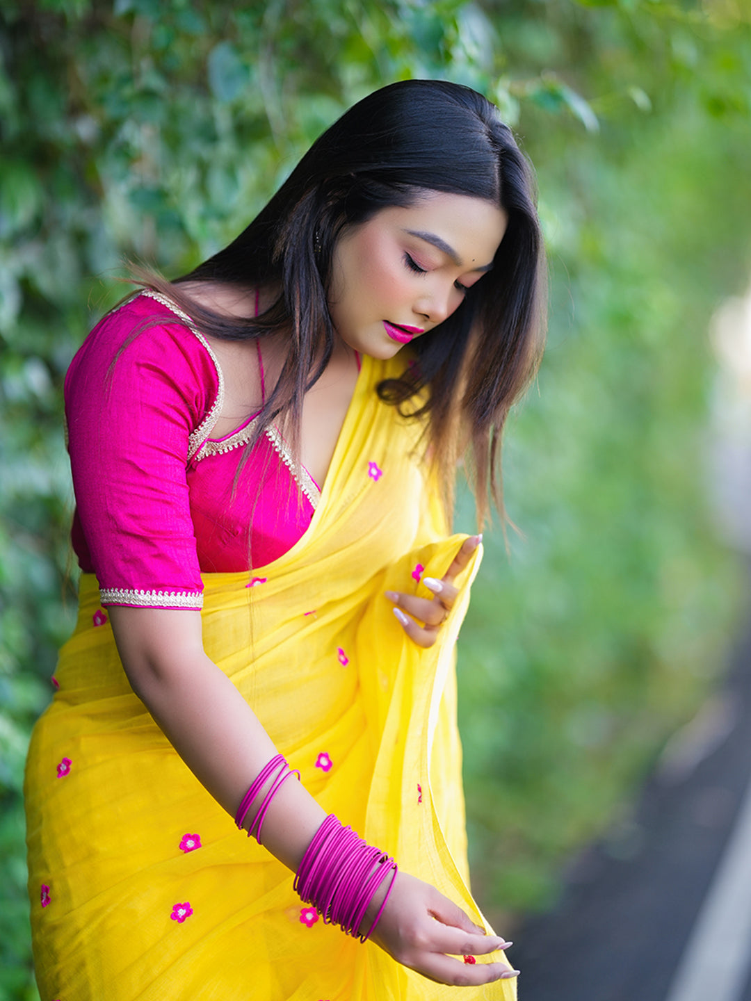 Aparna Yellow Saree With Embroidery Work Mul Cotton Saree For Women