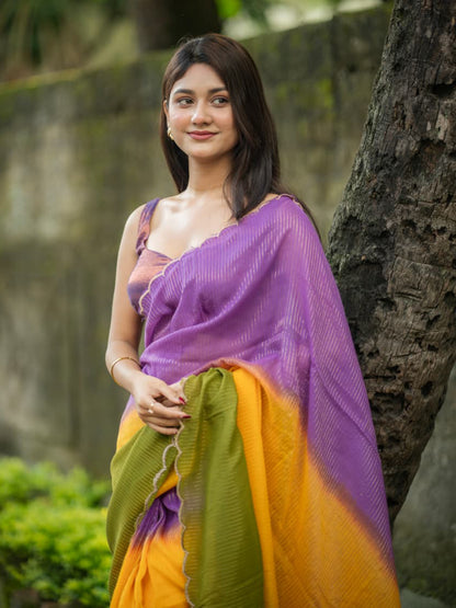 Aparna Scallop Border Sitara Saree For Women