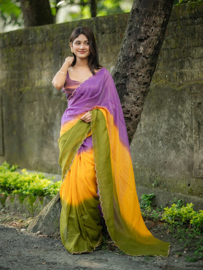 Aparna Scallop Border Sitara Saree For Women