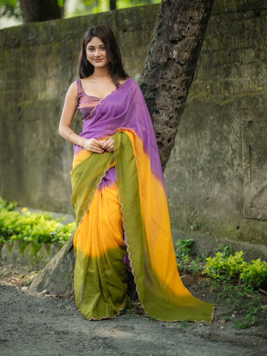 Aparna Scallop Border Sitara Saree For Women