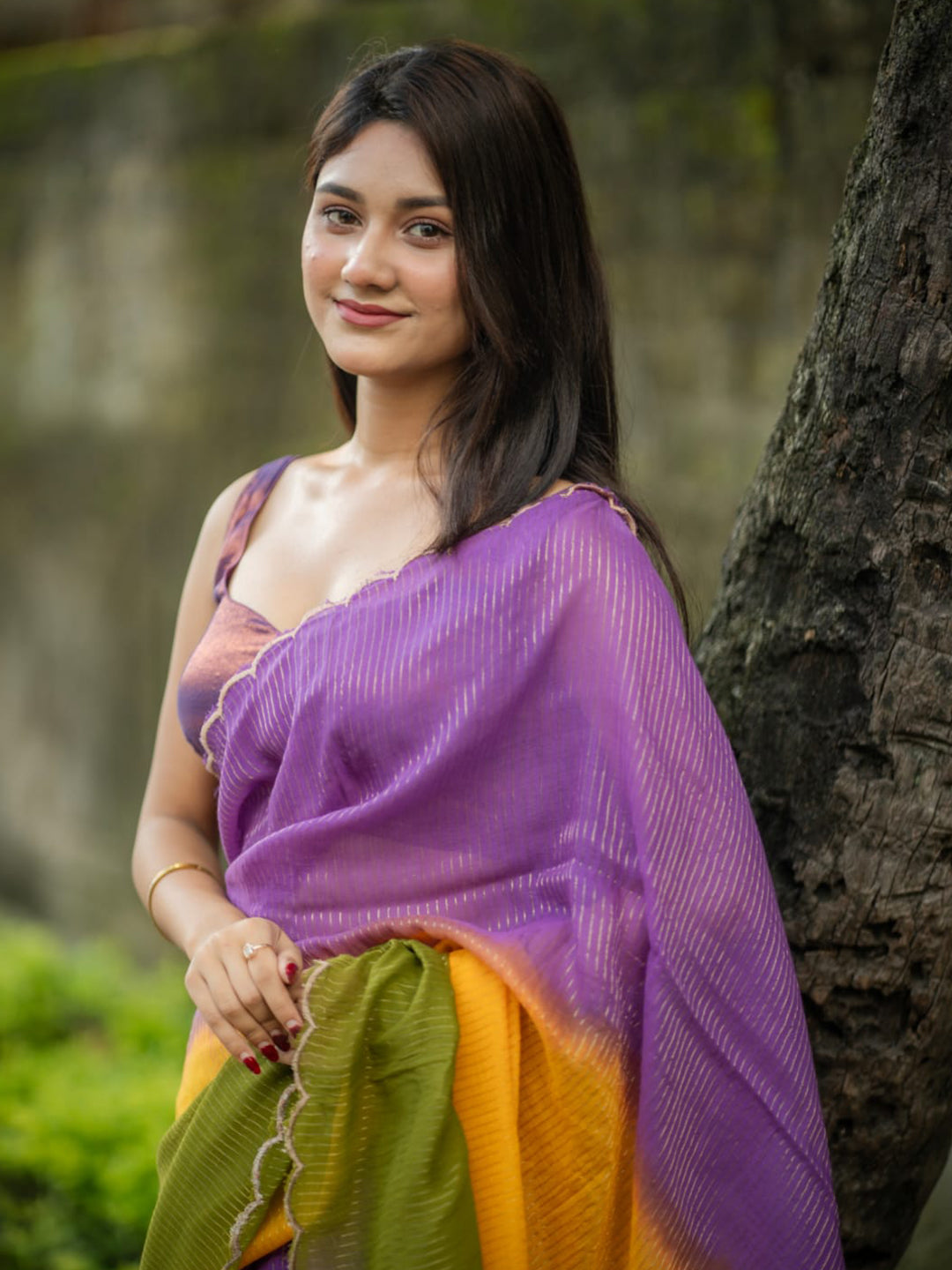 Aparna Scallop Border Sitara Saree For Women