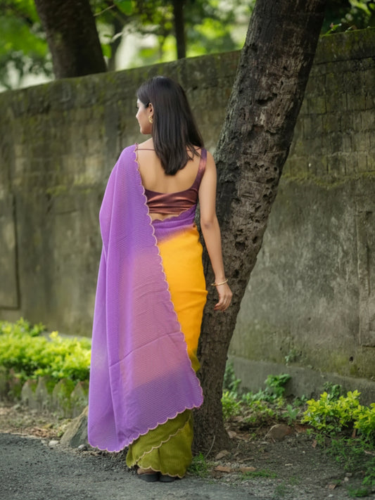 Aparna Scallop Border Sitara Saree For Women