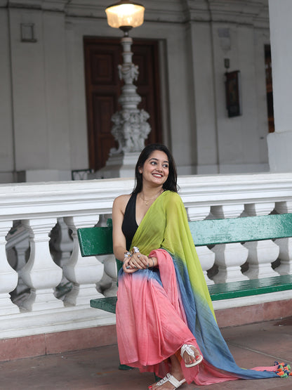 Aparna Multicolor Premium Mul Cotton Saree For Women