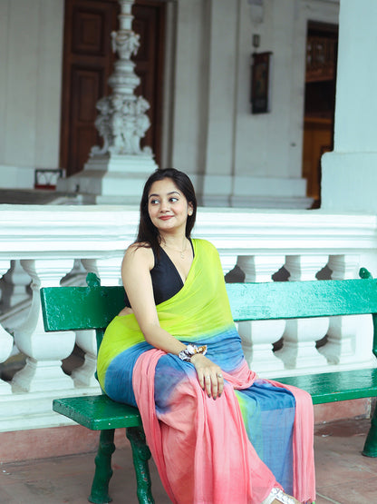 Aparna Multicolor Premium Mul Cotton Saree For Women