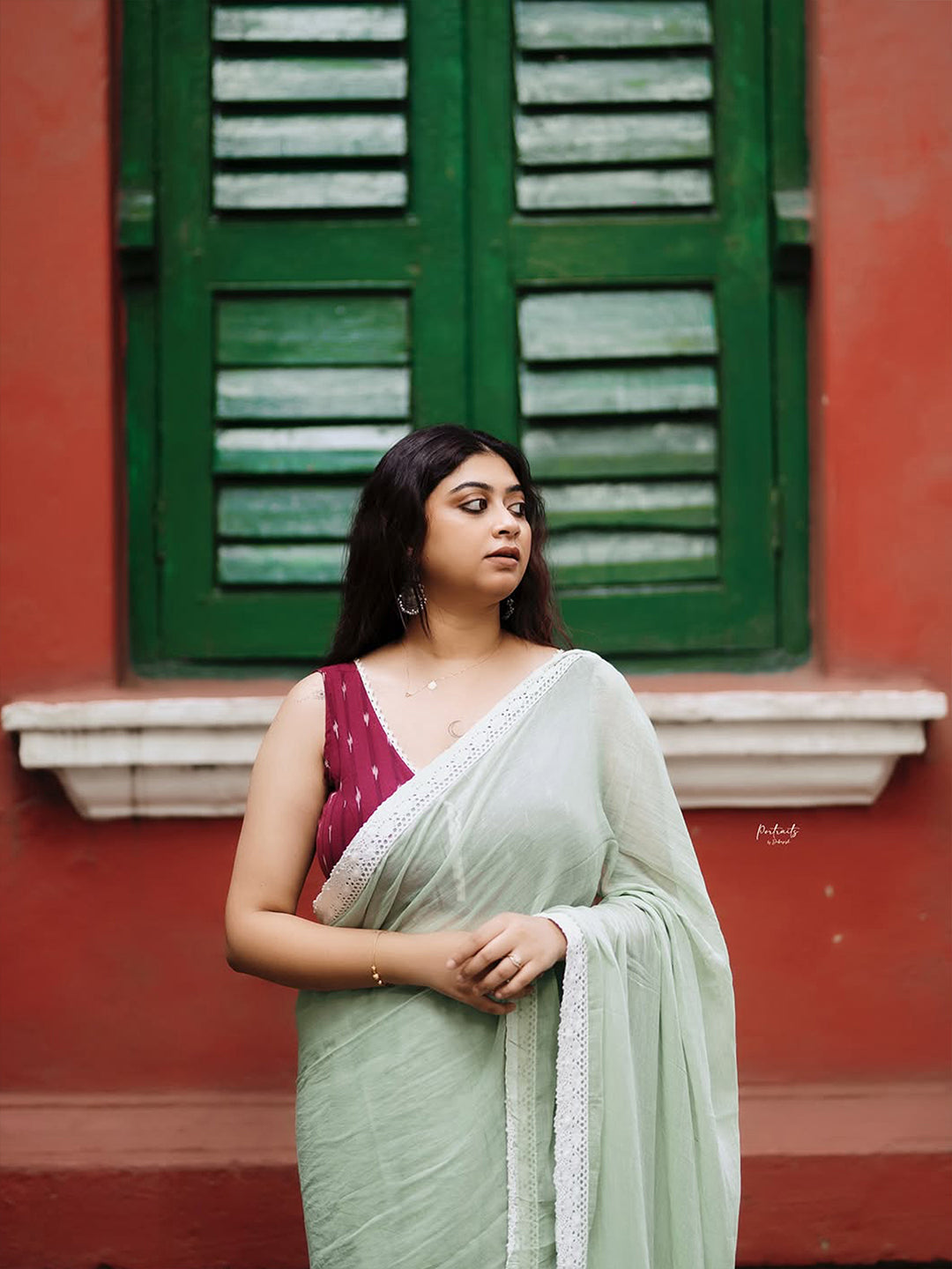Aparna Light Olive Green Mul Cotton Premium Mul Cotton Saree For Women
