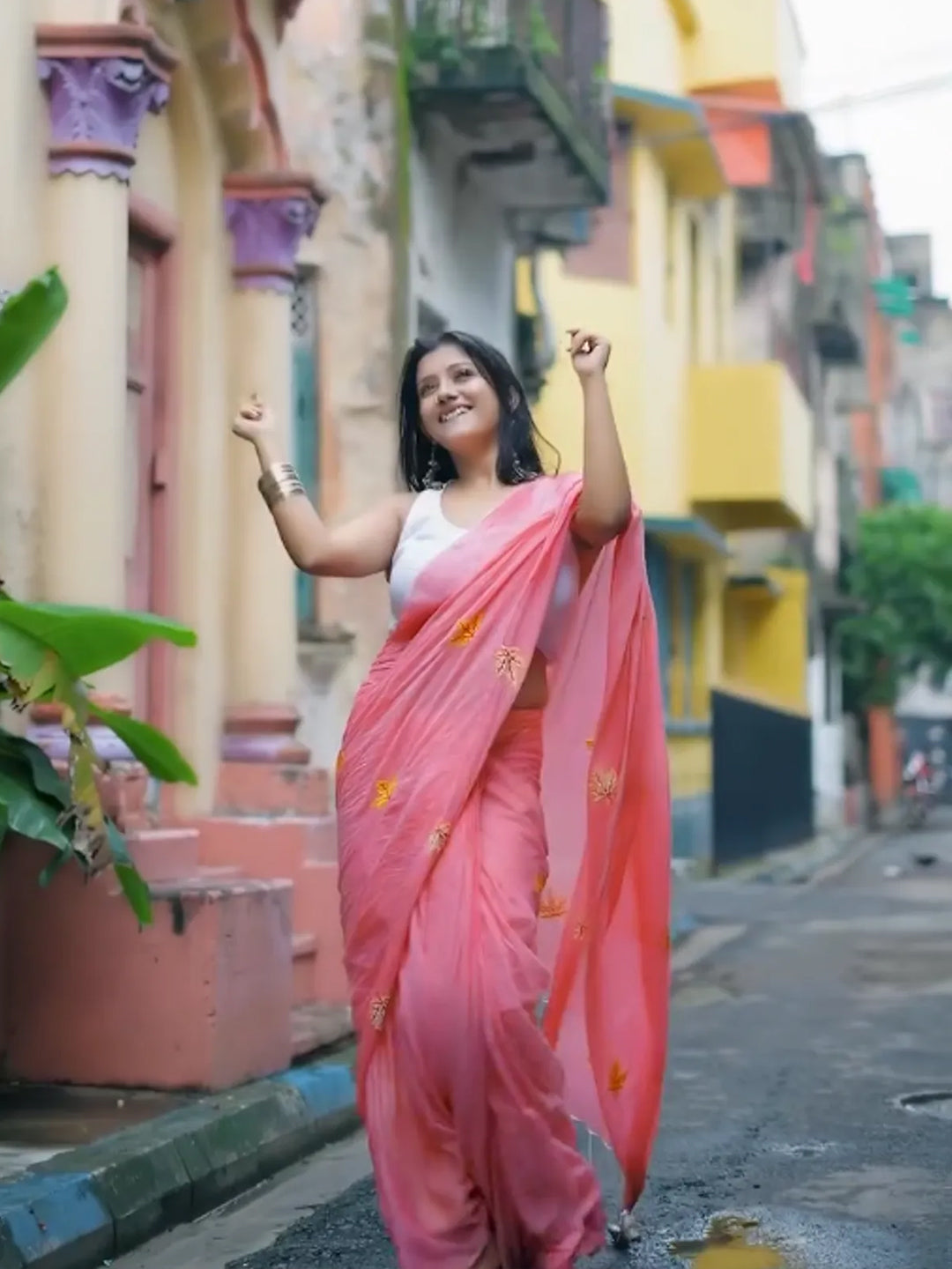 Aparna Embroidery Work Pink Premium Mul Cotton Saree For Women