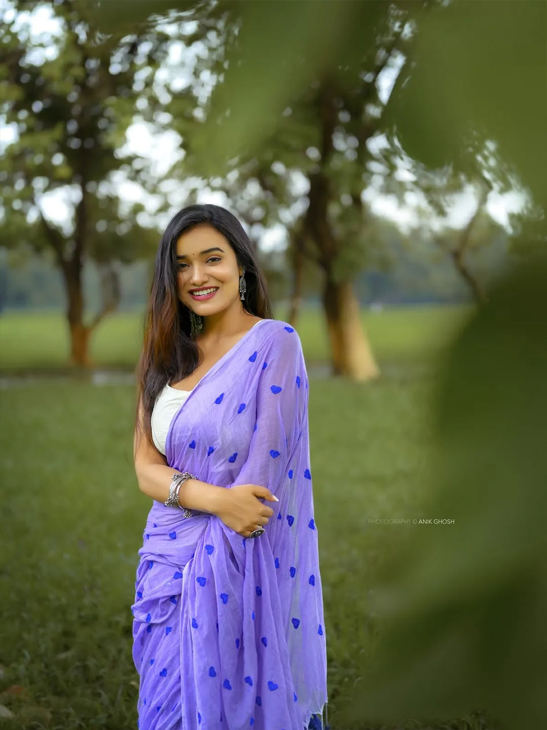 Aparna Embroidery Work Lavender Premium Mul Cotton Saree For Women