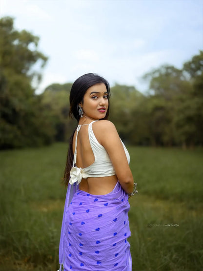 Aparna Embroidery Work Lavender Premium Mul Cotton Saree For Women