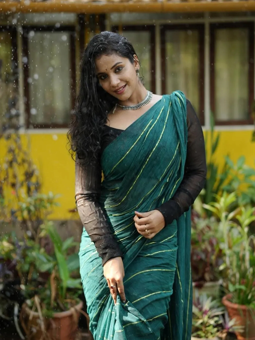 Aparna Dark Green Premium Mul Cotton Saree For Women