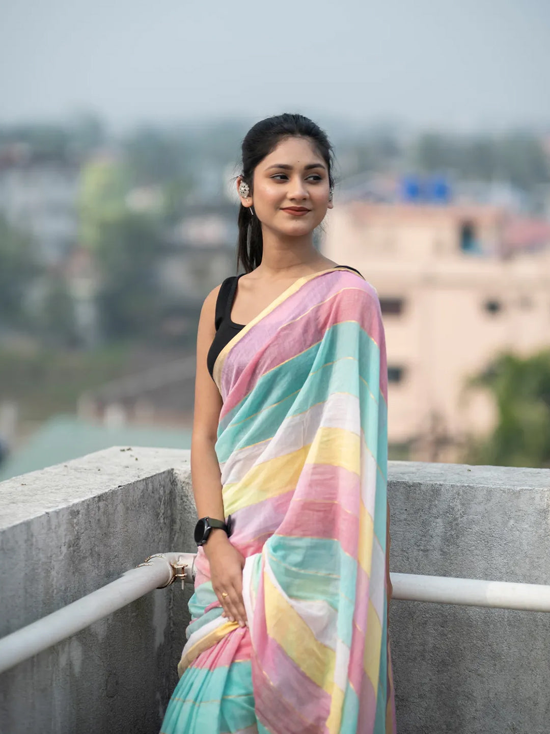 Aparna Multi Color Premium Cotton Saree For Women