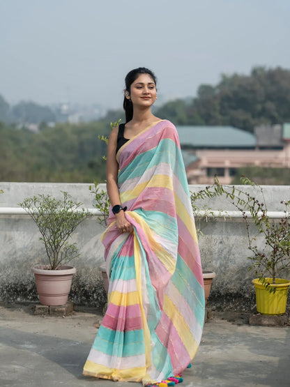 Aparna Multi Color Premium Cotton Saree For Women