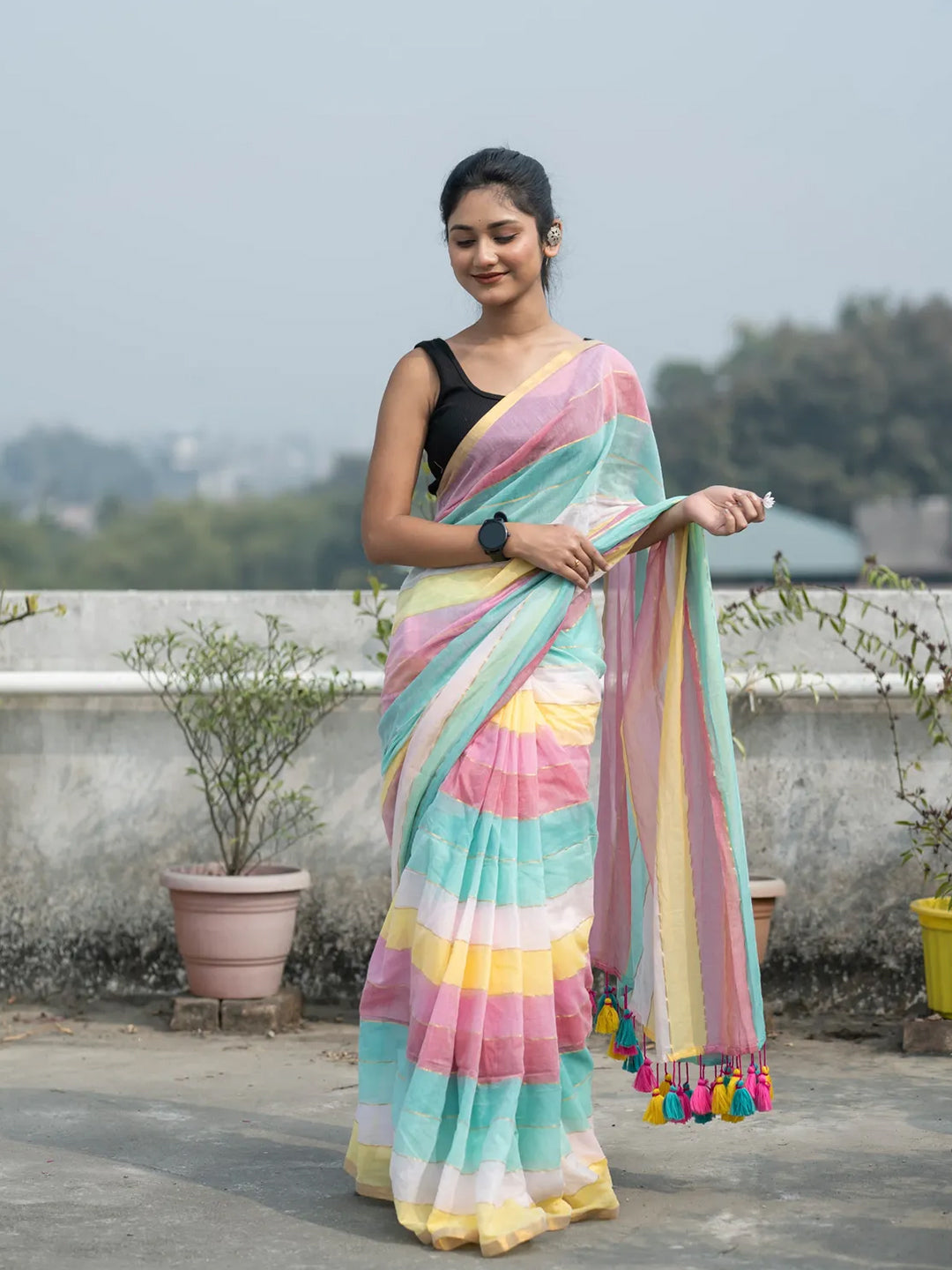 Aparna Multi Color Premium Cotton Saree For Women
