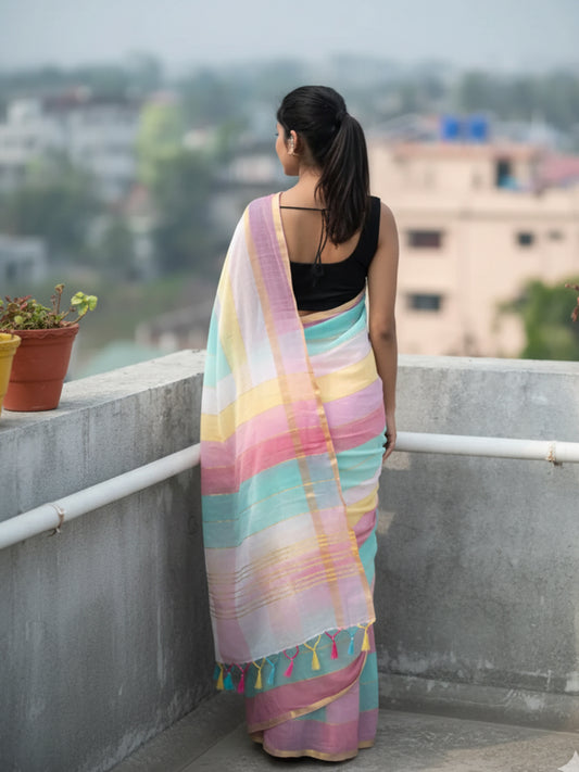 Aparna Multi Color Premium Cotton Saree For Women