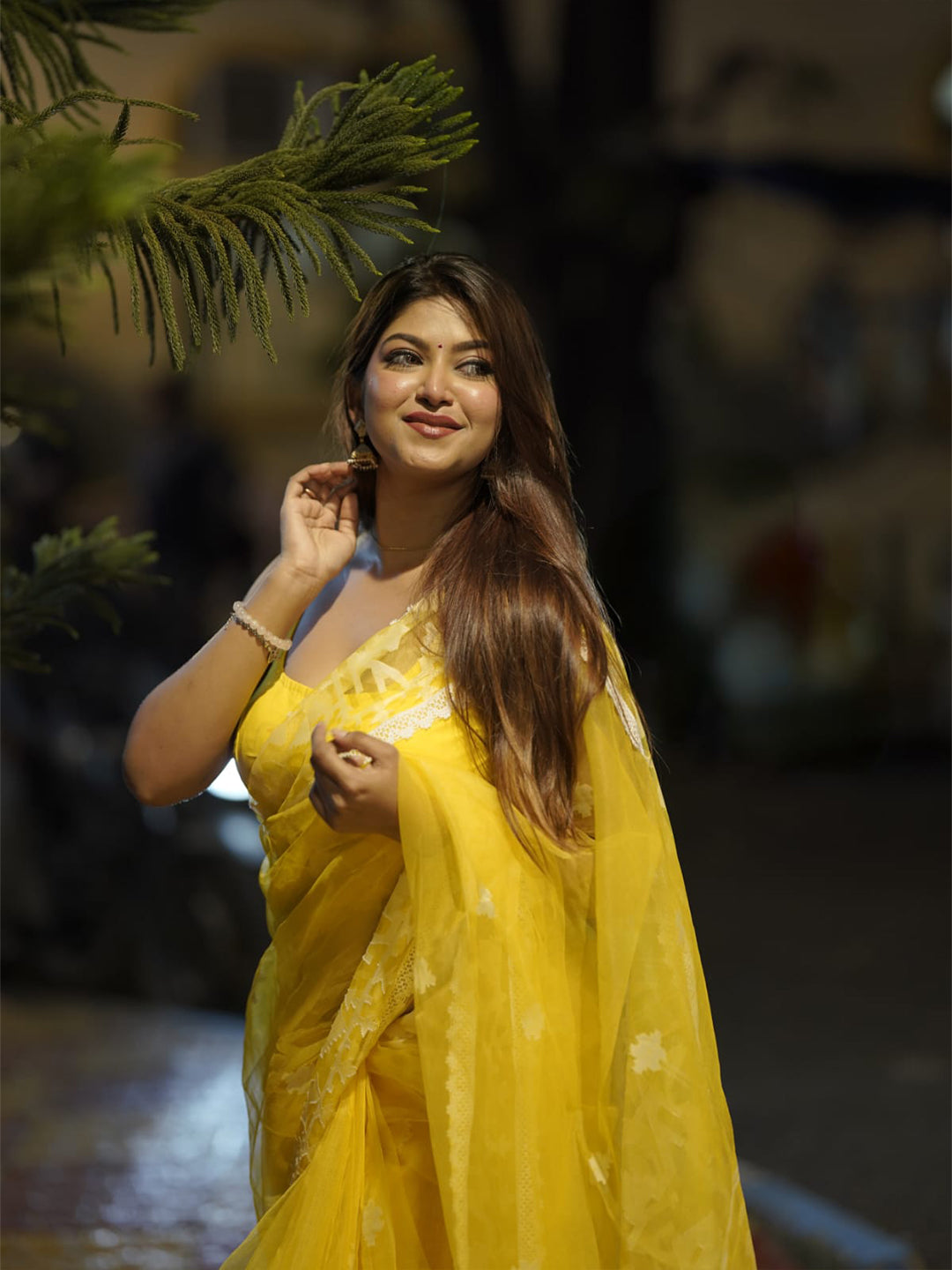 Aparna Yellow Handloom Premium Jamdani Silk Saree For Women