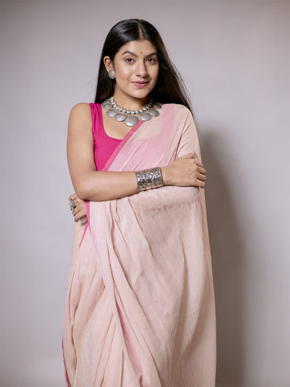 Aparna Beige & Red Premium Cotton Saree For Women
