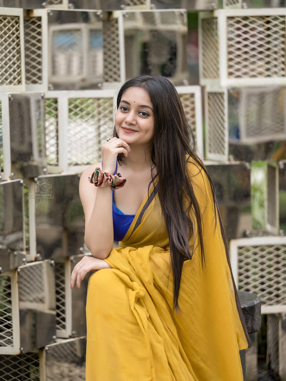 Aparna Yellow Premium MulCotton Saree With Grey Boder For Women