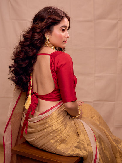 Aparna Golden Raga Tissue  Saree With Mulcotton Boder