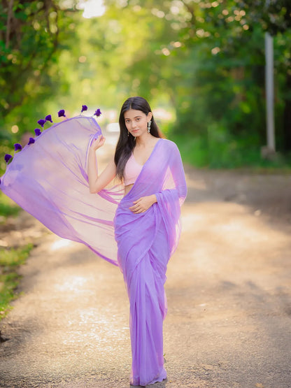 Aparna Lavender Premium Mul Cotton Saree With Lace For Women
