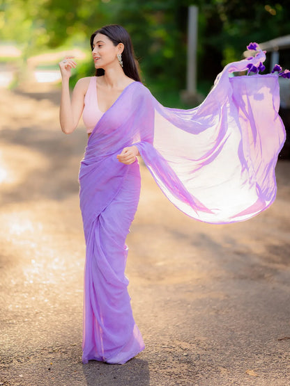 Aparna Lavender Premium Mul Cotton Saree With Lace For Women