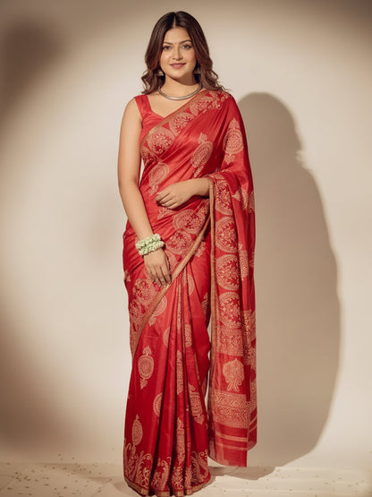 Aparna Red Premium Silk Saree For Women