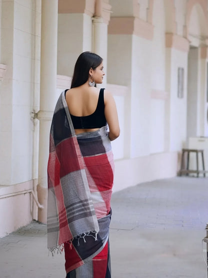 Aparna Multicolor Linen Saree For Women