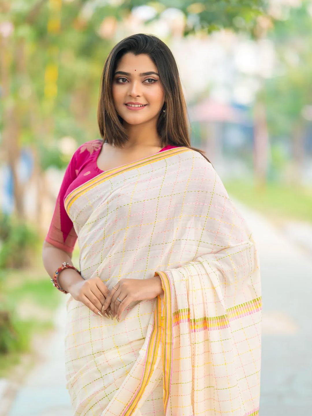 Aparna White Linen Saree With Premium Embroidery Work For Women