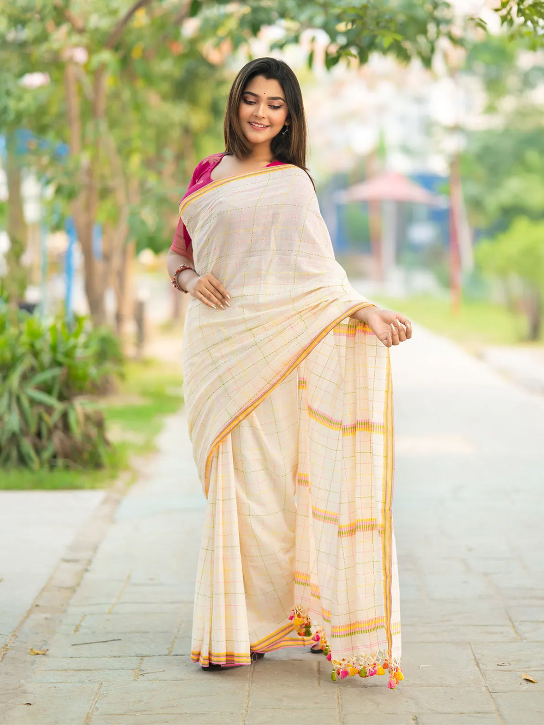 Aparna White Linen Saree With Premium Embroidery Work For Women
