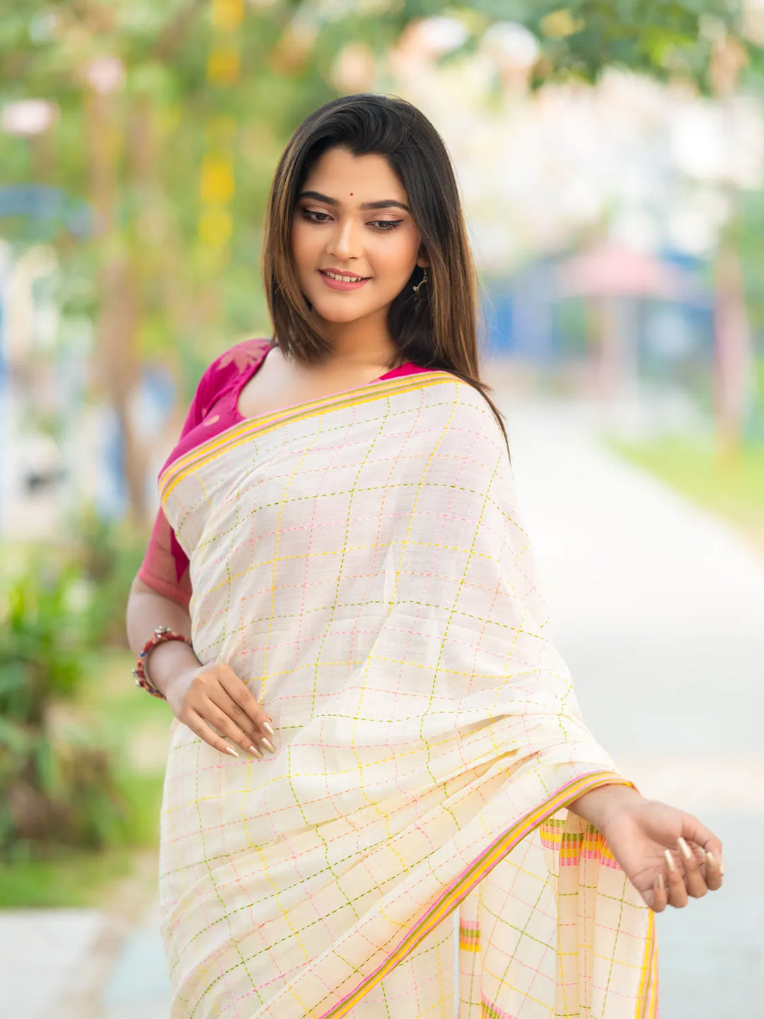 Aparna White Linen Saree With Premium Embroidery Work For Women