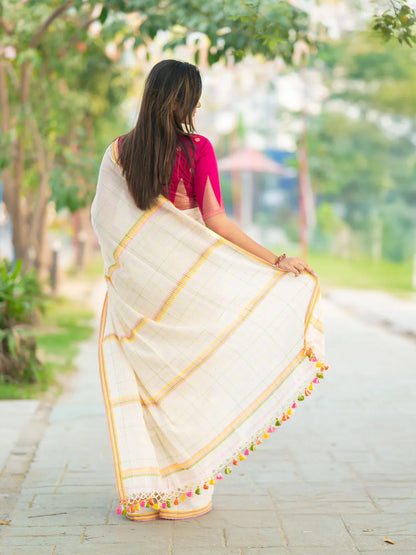 Aparna White Linen Saree With Premium Embroidery Work For Women